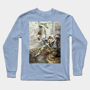 Lancelot Kills The Dragon - Arthur Rackham Long Sleeve T-Shirt